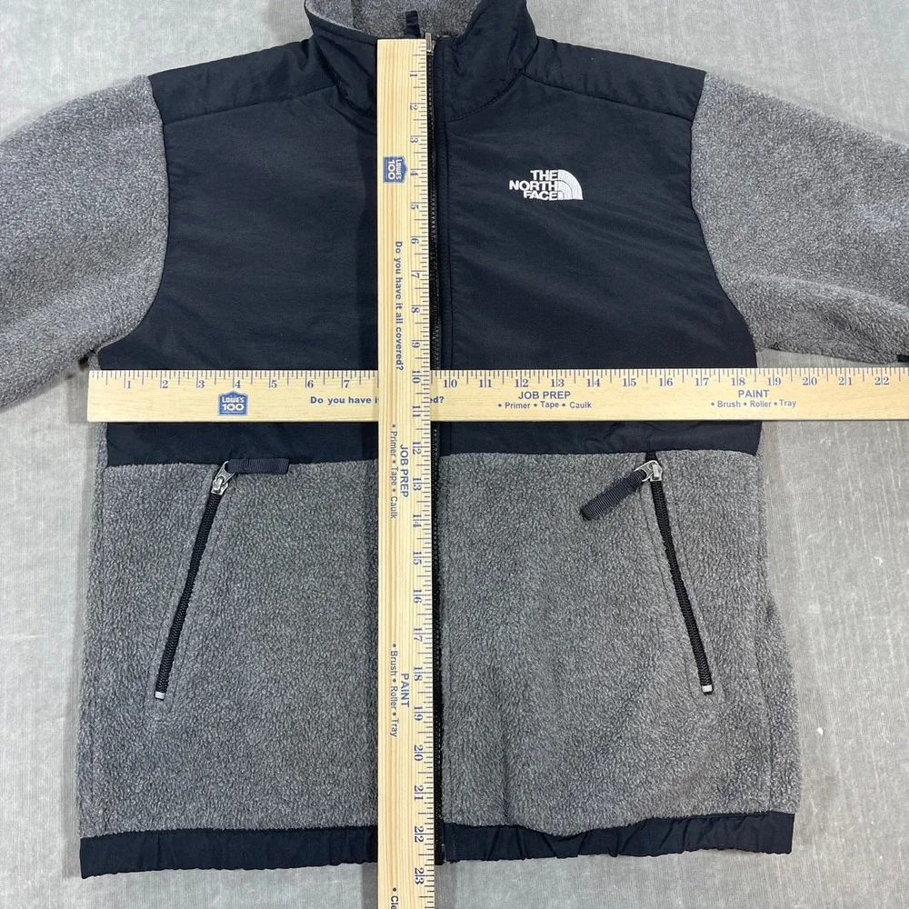 The North Face Denali Boys Large Gray Black Full Zip Fleece‎ Jacket